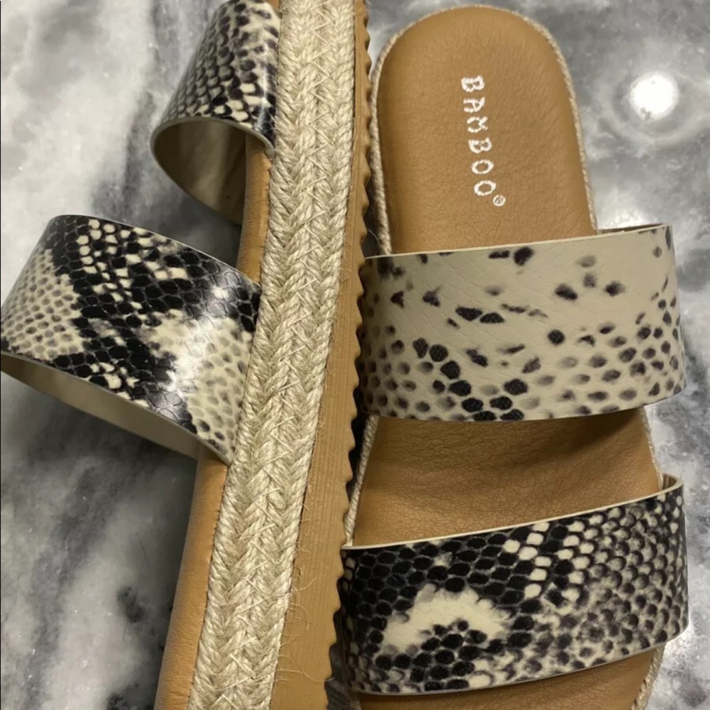 Brand new Bamboo Brand snake print slide sandals